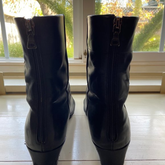 Women's Prada Black Short Boot Size 7 1 1/4 inch Heel - Picture 5 of 12